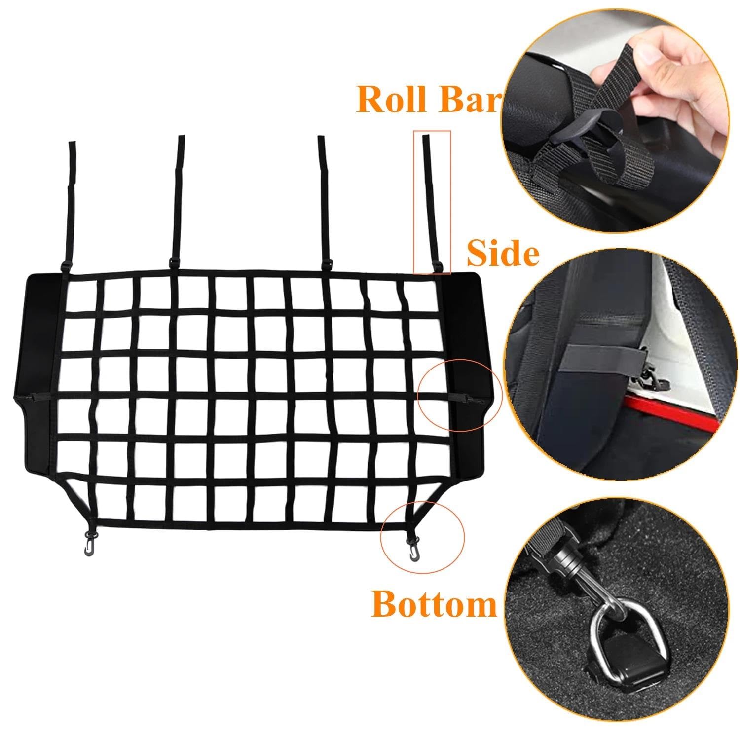 Rete Portaoggetti Auto Rete Di Protezione Per Cani E Gatti Divisorio Di Sicurezza Per Sedili Posteriori Dell'auto Per Jeep Per Wrangler JK JL 2007-2023 Rete di Stoccaggio