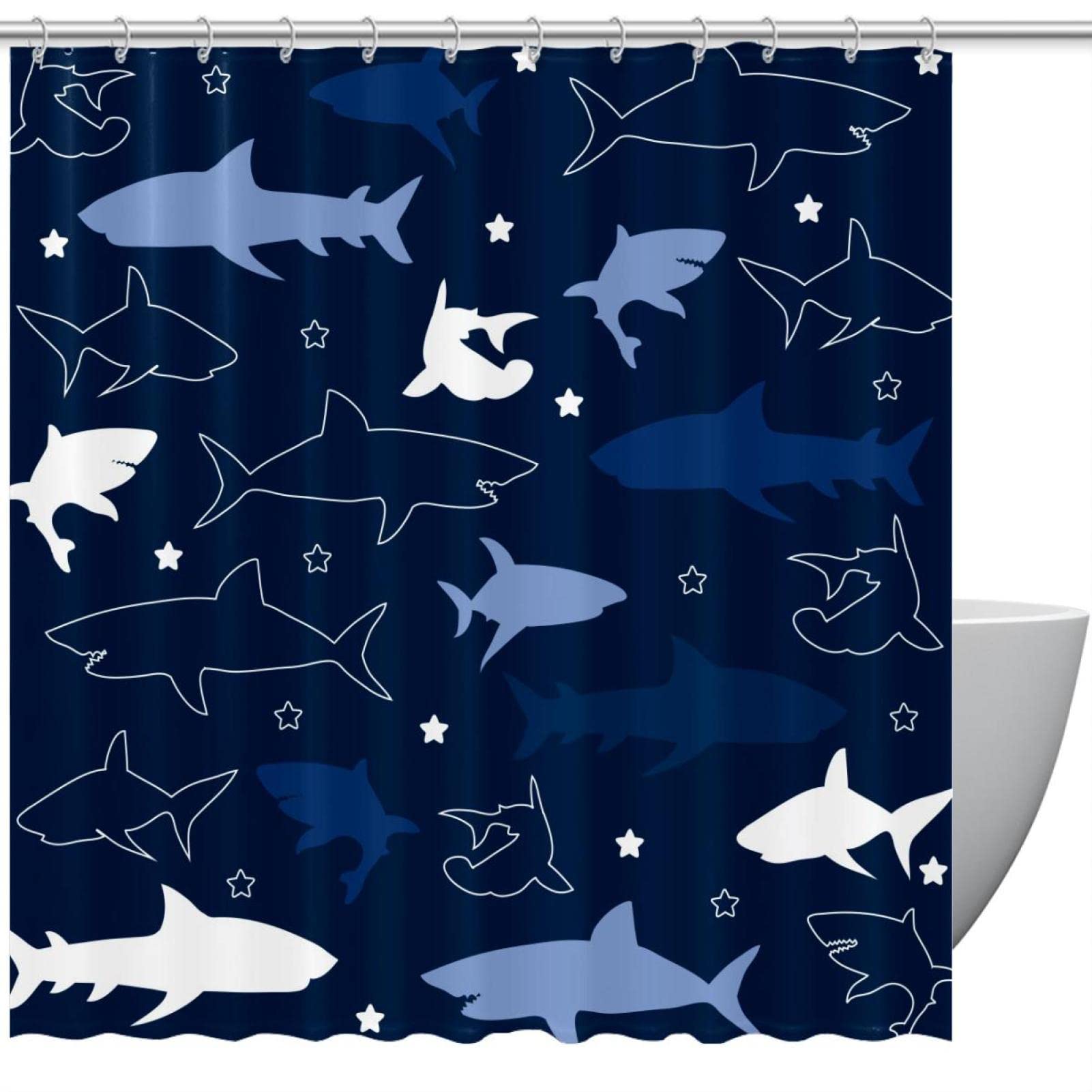 Rideau de douche anti éclaboussures requin bleu marine pour stopper l'eau au sol