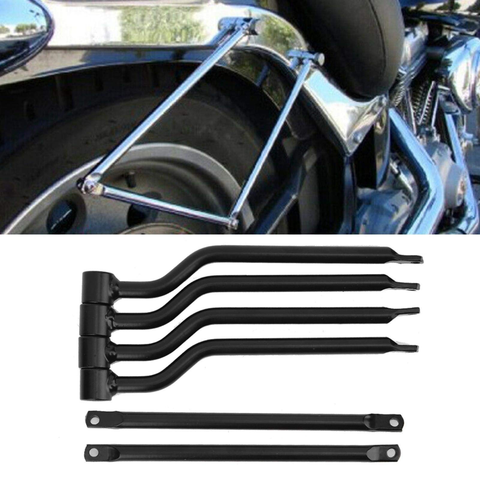 aqxreight - Supporto laterale per borsa da sella, staffa per barra di supporto laterale per borsa da moto in acciaio inossidabile (nero)