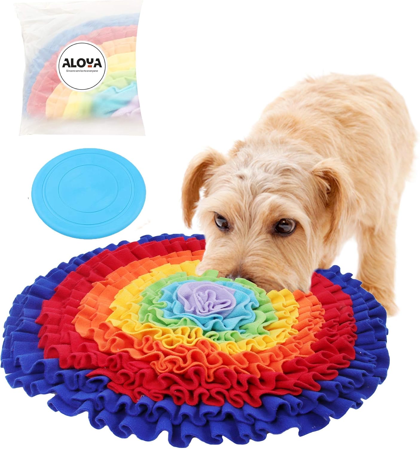 ALOYA Snuffle Mat for Dogs，Dog Snuffle Mat，Dog Puzzle Toys Rainbow for Boredom Interactive Pet Small Large Food Dispensing Feed Game…