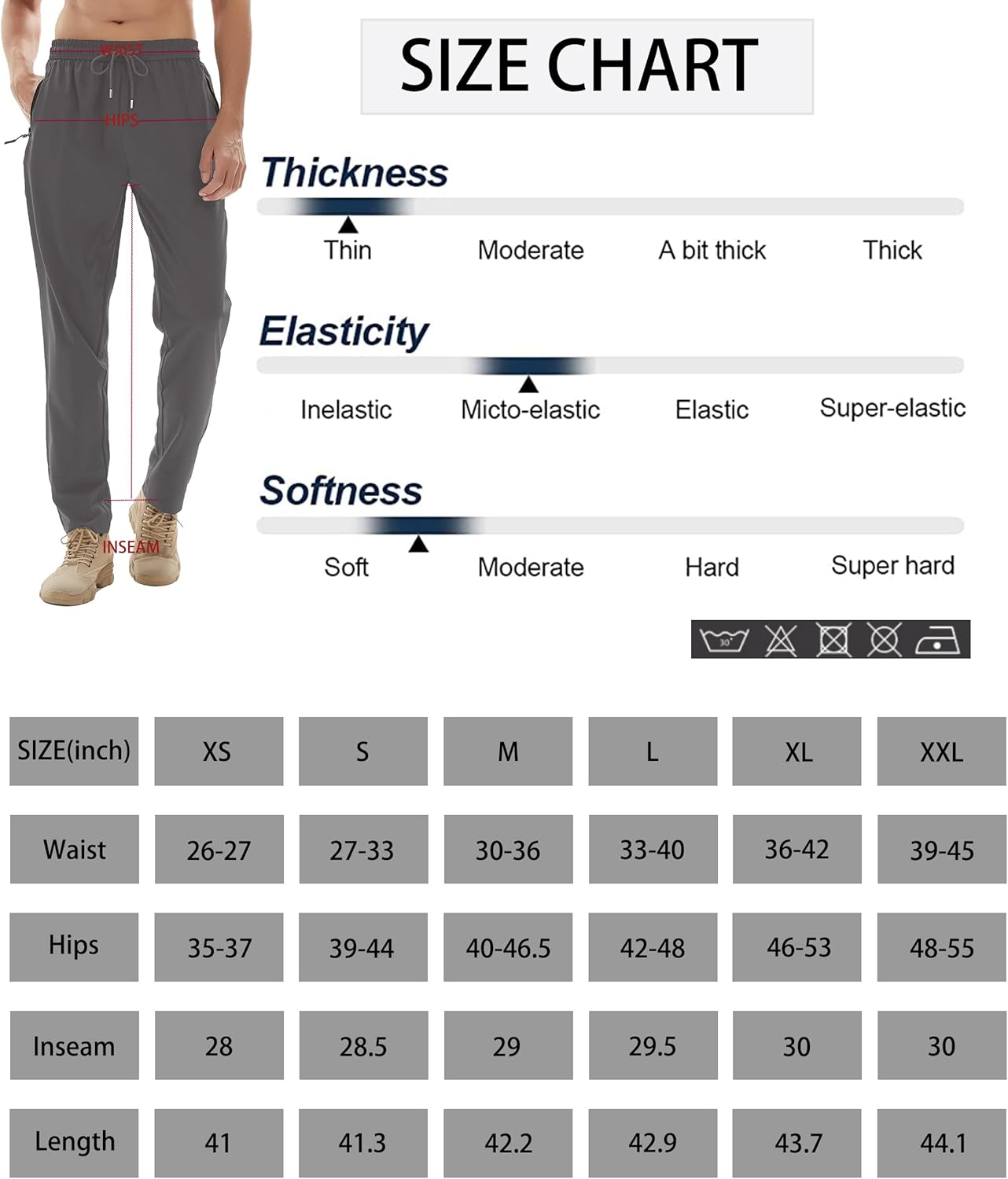 Men's Athletic Hiking Pants Lightweight Quick Dry Travel Fishing Joggers Running Workout Active Track Pants - Image 6