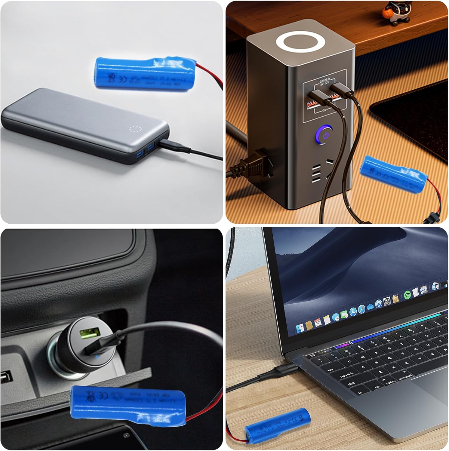 3.7V Li-ion Battery 1200mAh - 2 Pack Rechargeable Batteries SM-2P Plug with 2 USB Charger Cable for Remote Control Cars Toy Monster Off-Road Trucks Racing RC Car