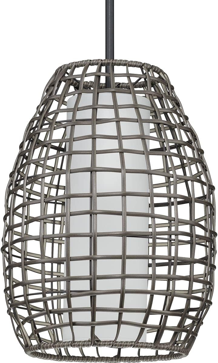Pawley Collection 1-Light Dary Gray Rattan Coastal Outdoor Hanging Pendant Light