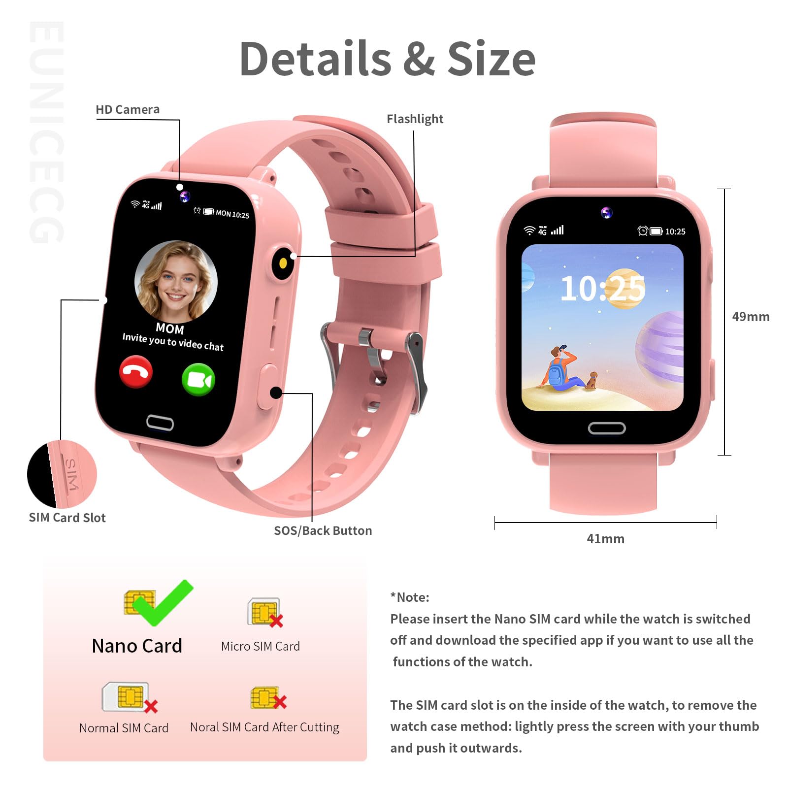 4G Smartwatch dla Dzieci z GPS Lokalizować Połączenie Wideo Telefony Model Klasy Czat Głosowy Gry Budzik SOS Kalkulator - Zegarek dla Dziecka Chłopców Dziewcząt Urodziny Prezenty