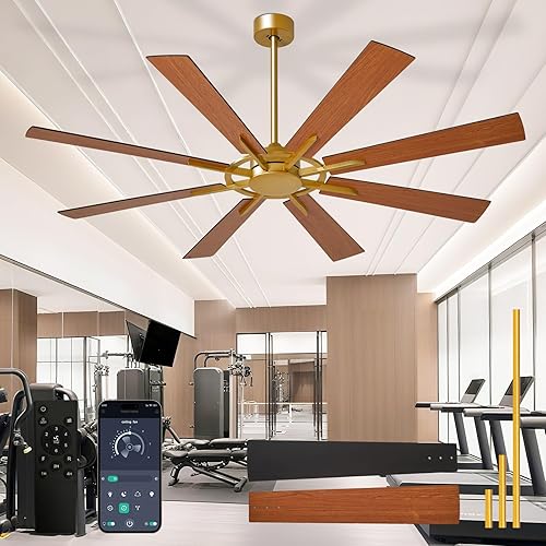 Miniatura 14 de Ventiladores de techo grandes con luces: moderno ventilador de techo para exteriores de 72 pulgadas y 8 aspas con control remoto de aplicación,