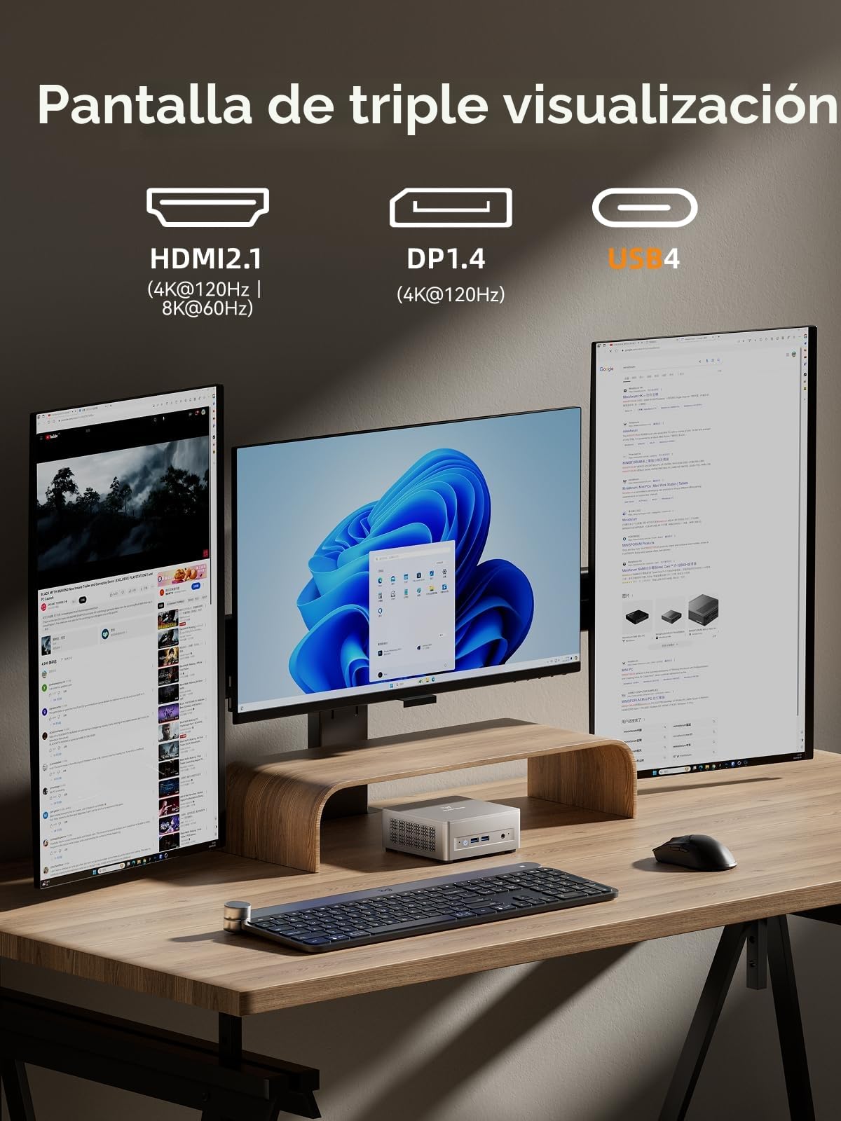 MINISFORUM UM750L Slim Mini PC,AMD Ryzen 5 7545U Mini Computer (6C/12T, hasta 4,9 GHz), 16 GB LPDDR5 y 1 TB SSD PCIe 4.0, DP/HDMI/USB4, 4 x USB Tipo A, 2.5G LAN, WIFI6E/BT5.2