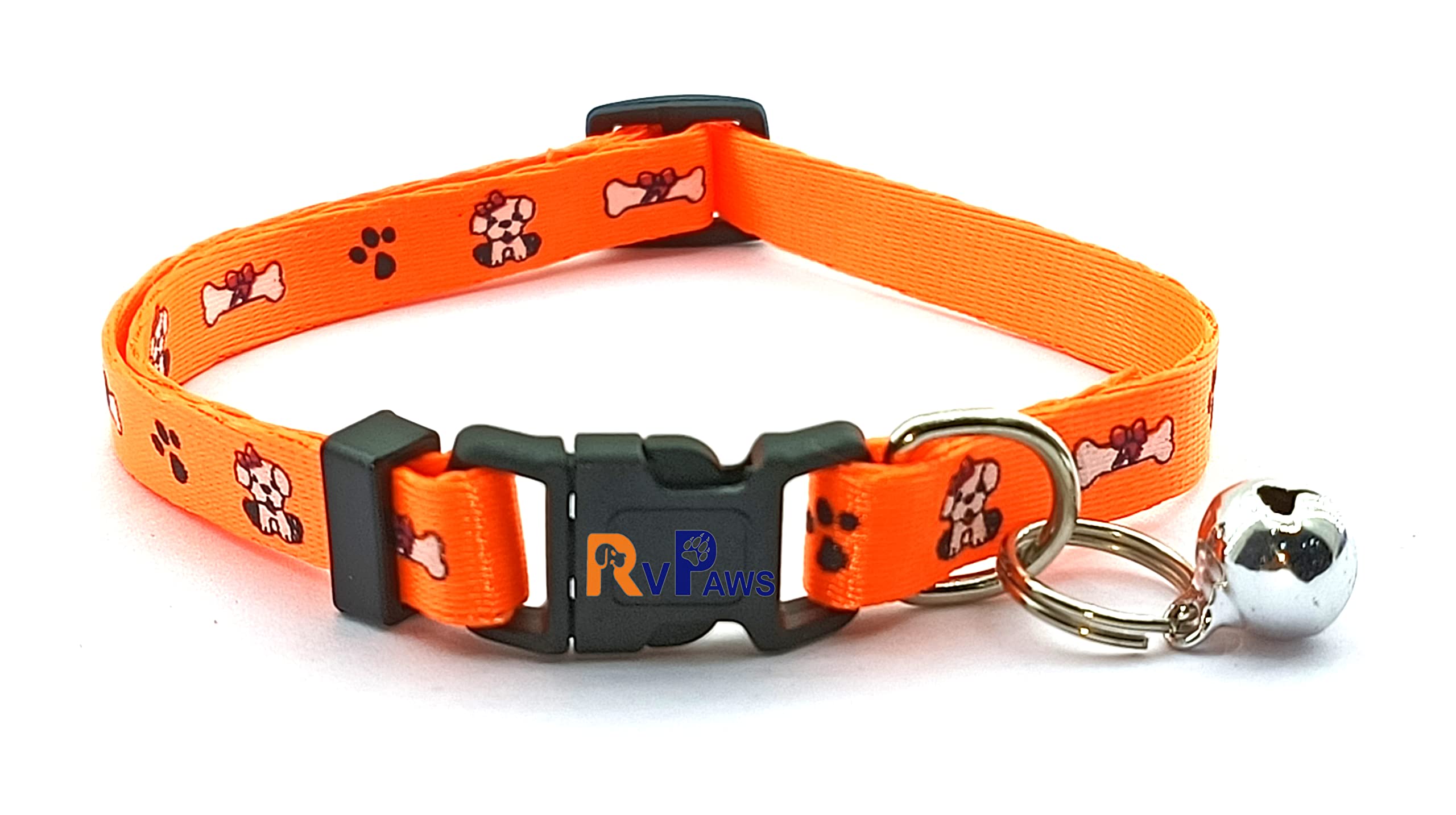 Woofy Puppy and Cat Collar Printed with Bell Basic Dog Cat Collar Buckle Adjustable Nylon Cat & Smal Dog Collar with Bell 10 MM (Orange) (B0C2VMQ38T) Amazon Price History, Amazon Price Tracker