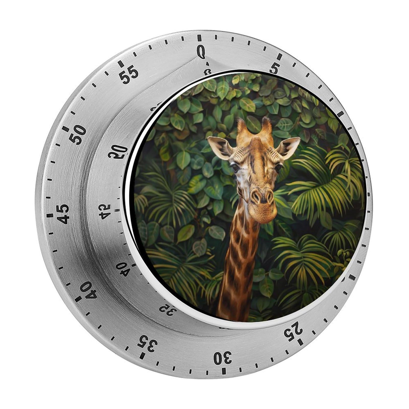 Green Leaf Giraffe Kitchen Timer Magnetic Countdown Countup Timer for Cooking Baking 8x8cm