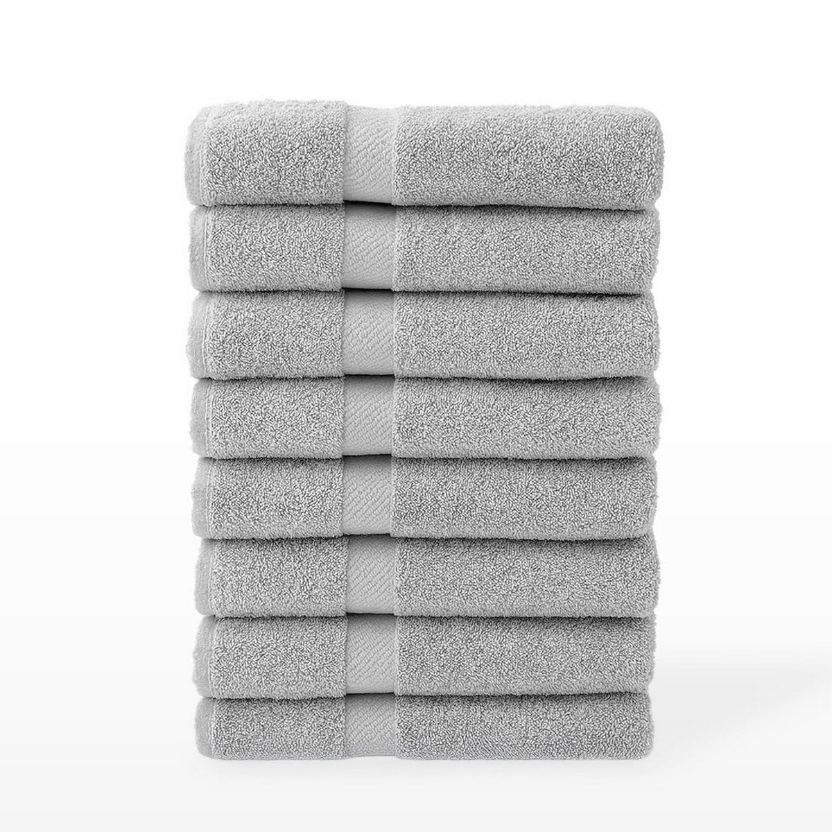 Juego de 8 Toallas de Ducha Gris Claro 100% algodón Rizo de 140x70 cm | Tejido suave de gran gramaje con alta absorción. Aptas para lavadora, de uso diario.