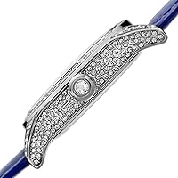 Vista 3 de AS8188 - Reloj de pulsera de cuero con 8 marcadores de hora de diamantes con esfera de nácar