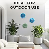 Vista 6 de Everydecor Decoración de pared de flores de metal suculentas, azul, pintadas a mano, decoración artística de flores 3D para sala de estar