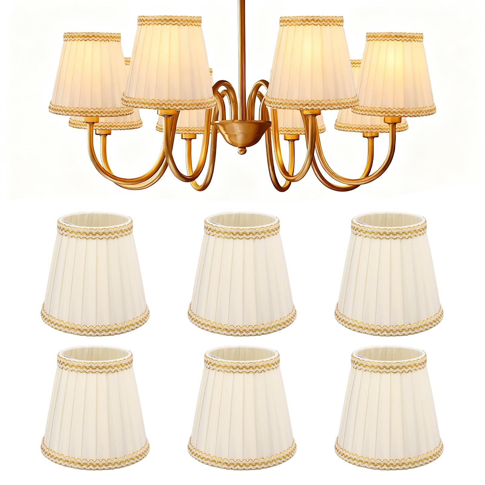 6 Pcs Lamp Shade,Fabric Lampshade, Suitable for E14 Bulbs, Nordic Style Lampshade Chandelier Lighting Accessories for Home Decoration for Table Bedside Floor Lamp (type8)