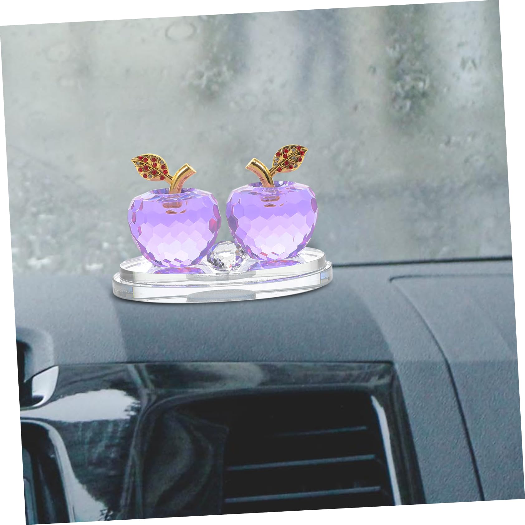 ABOOFAN Eleganter Glas Autoduft für Armaturenbrett Apfelförmiger Parfümhalter mit Aromatherapie Funktion für Auto Büro und Zuhause
