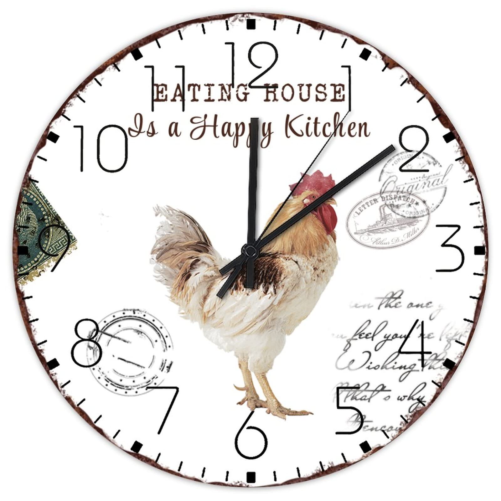Horloge bois Eating House cadeau idéal pour pendaison de crémaillère et cuisine