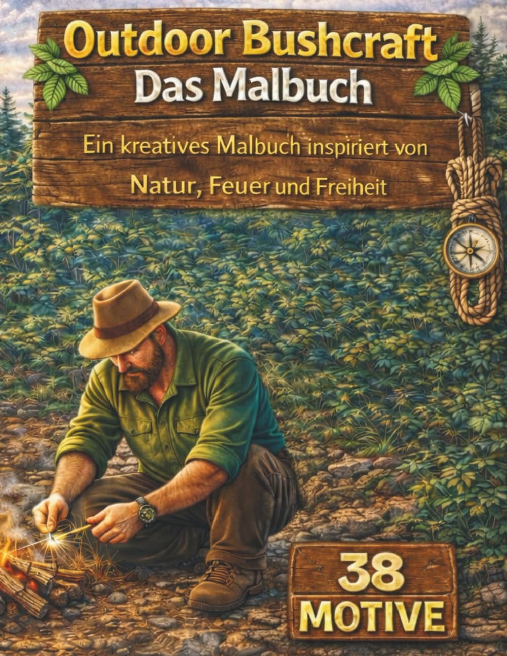Outdoor Bushcraft – Das Malbuch: Ein kreatives Malbuch inspiriert von Natur, Feuer und Freiheit