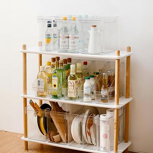 Miniatura 6 de Juego de 2 contenedores organizadores de refrigerador enrollables, cajones extraíbles para armarios de cocina, contenedor de almacenamiento de