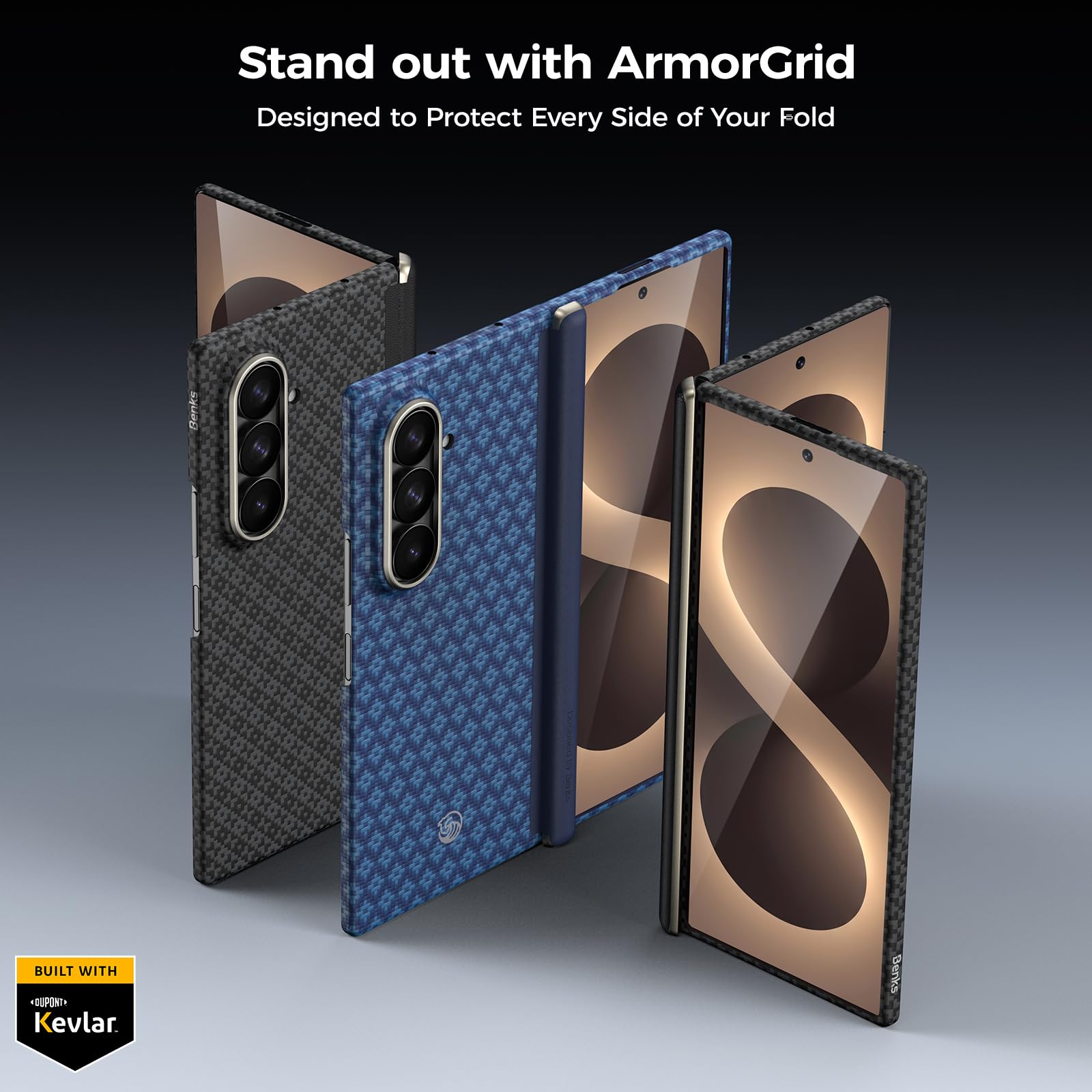 BENKS Etui do Samsung Galaxy Z Fold 8 Ultra Ultracienkie z Kevlaru | Etui Z Ochroną Zawiasu i folią Ochronną na Ekran, Kompatybilne z MagSafe, Ultracienki, Lekki, Minimalistyczny