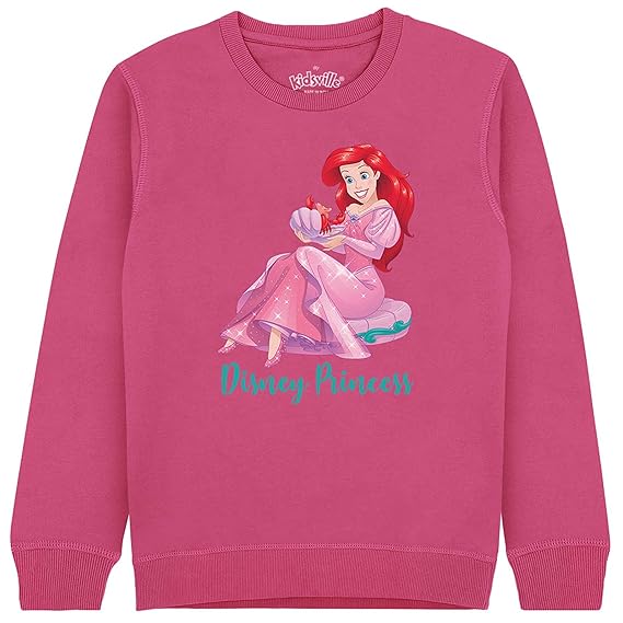 Kidsville Disney Princess Printed Pink Sweatshirt for Girls