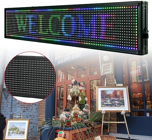 Miniatura 6 de Señal LED de publicidad programable de desplazamiento de 40 x 8 pulgadas, pantalla de mensaje de desplazamiento LED RGB 7-color P10 Pantalla de