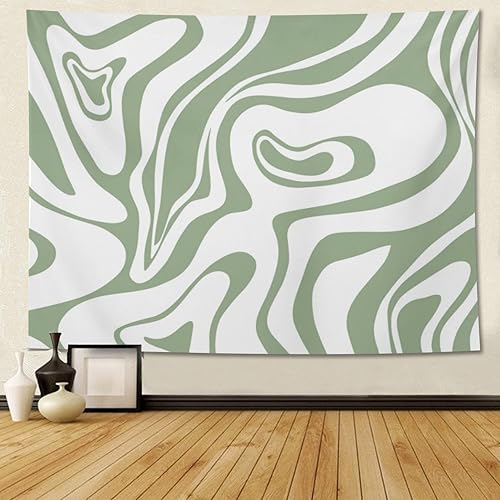 FEILUOKE Tapiz verde salvia para colgar en la pared dormitorio universitario dormitorio sala de estar estética arte abstracto espiral póster de 80 x
