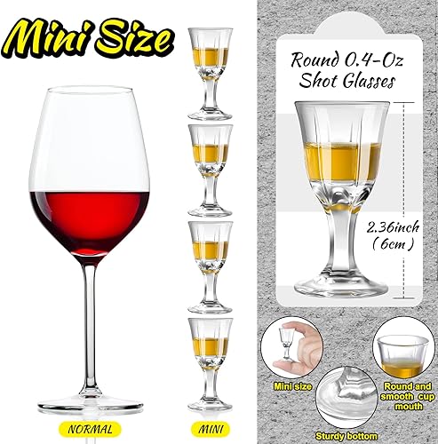 Miniatura 2 de CHENGU 12 vasos de chupito de 0.4 onzas/media onza, copas de vino cordial transparentes con base para vino, tequila, whisky, licores