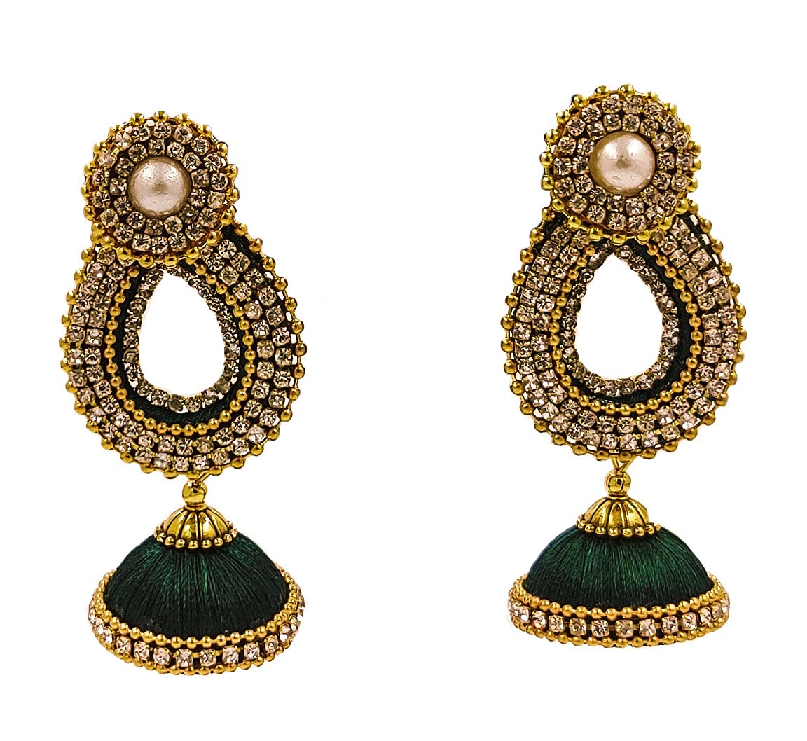Yaalz Silk Thread Fancy Designer Glittering Stone Bali Weightless Jhumka Earring For Festival Wear For Women Girls (B097QSNP7Y) Amazon Price History, Amazon Price Tracker