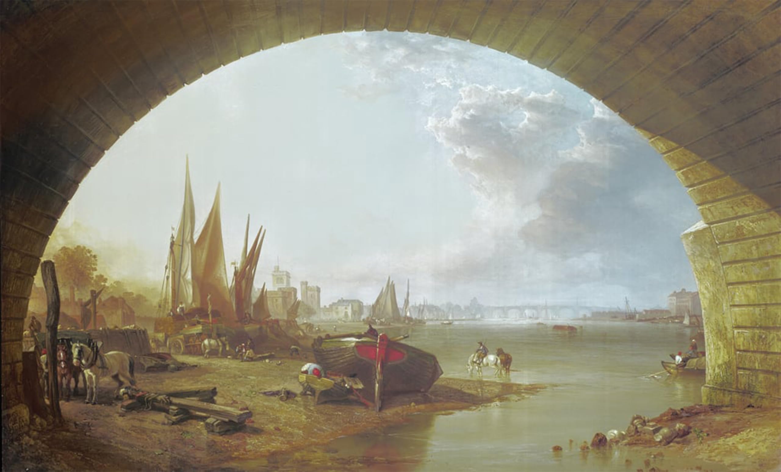 POSTERIIk Famous Animal Posters Vintage Picture Old Vauxhall Bridge London by William Clarkson Stanfield Modern Wall Decor for Home Decor 60x90cm
