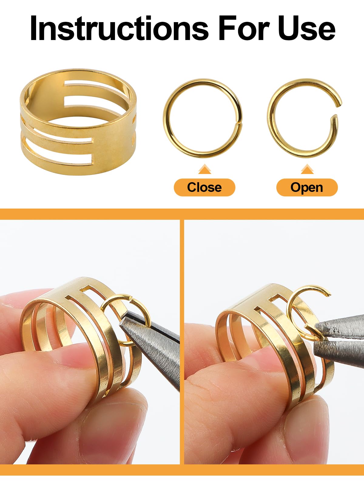 EBANKU 1014Pcs Nail Art Dangle Charms Piercing Tool Hand Drill, 6 tailles Open Jump Rings pour la fabrication de bijoux avec Jump Ring Opener, bagues de bijoux à ongles avec pinces et pinces(4 coule