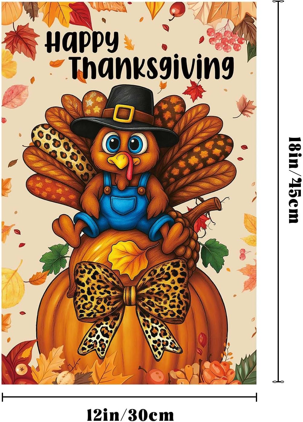 Thanksgiving Garden Flag 12x18 Inch Double Sided Happy Thanksgiving Turkey Pumpkin For Outdoor Yard Lawn Decor - Image 2