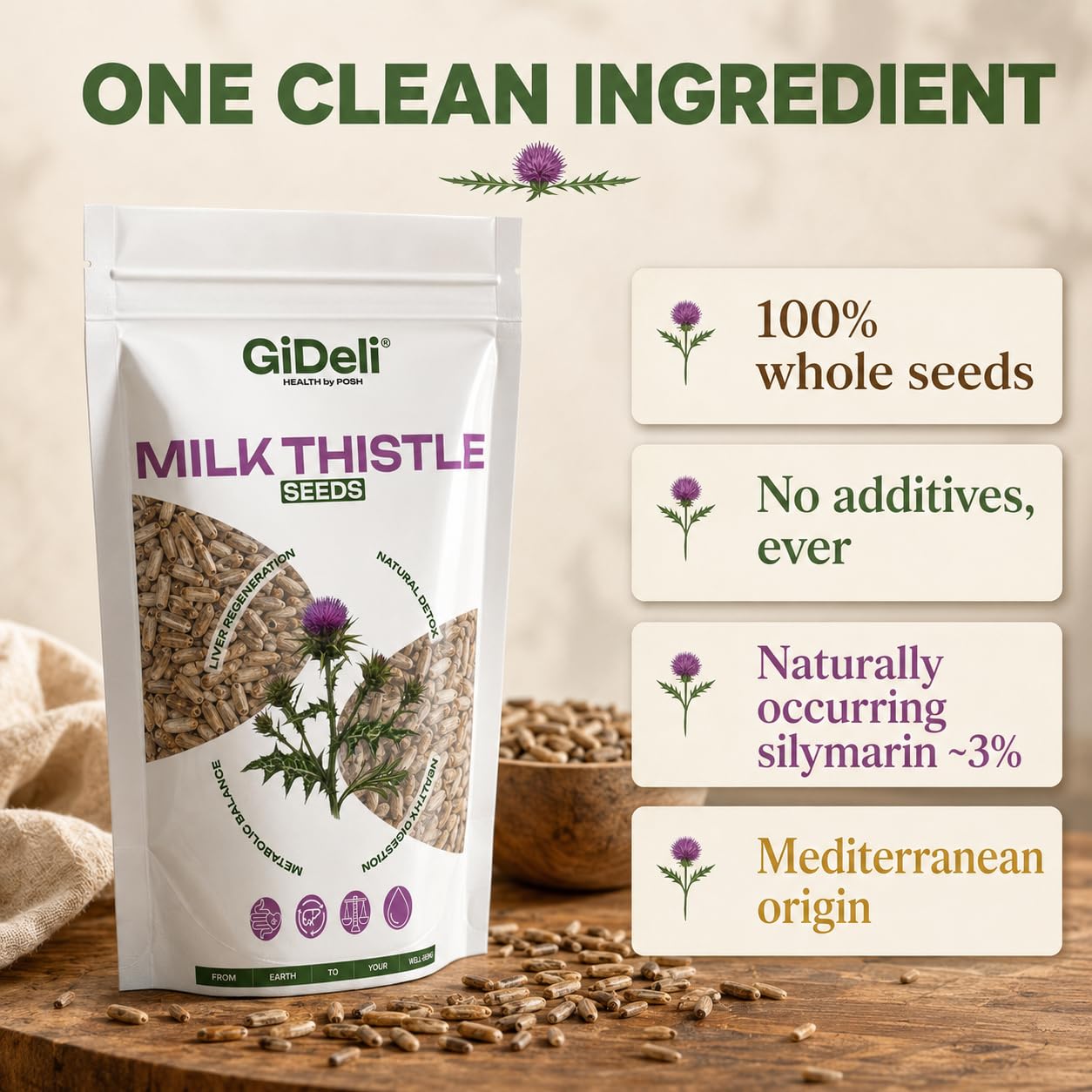 GiDeli Semillas de cardo mariano, 2 x 5 kg, 100% semillas enteras, sin aditivos para la nutrición diaria, contenido de silimarina natural, ideal para yogur, cereales, batidos y ensaladas, origen