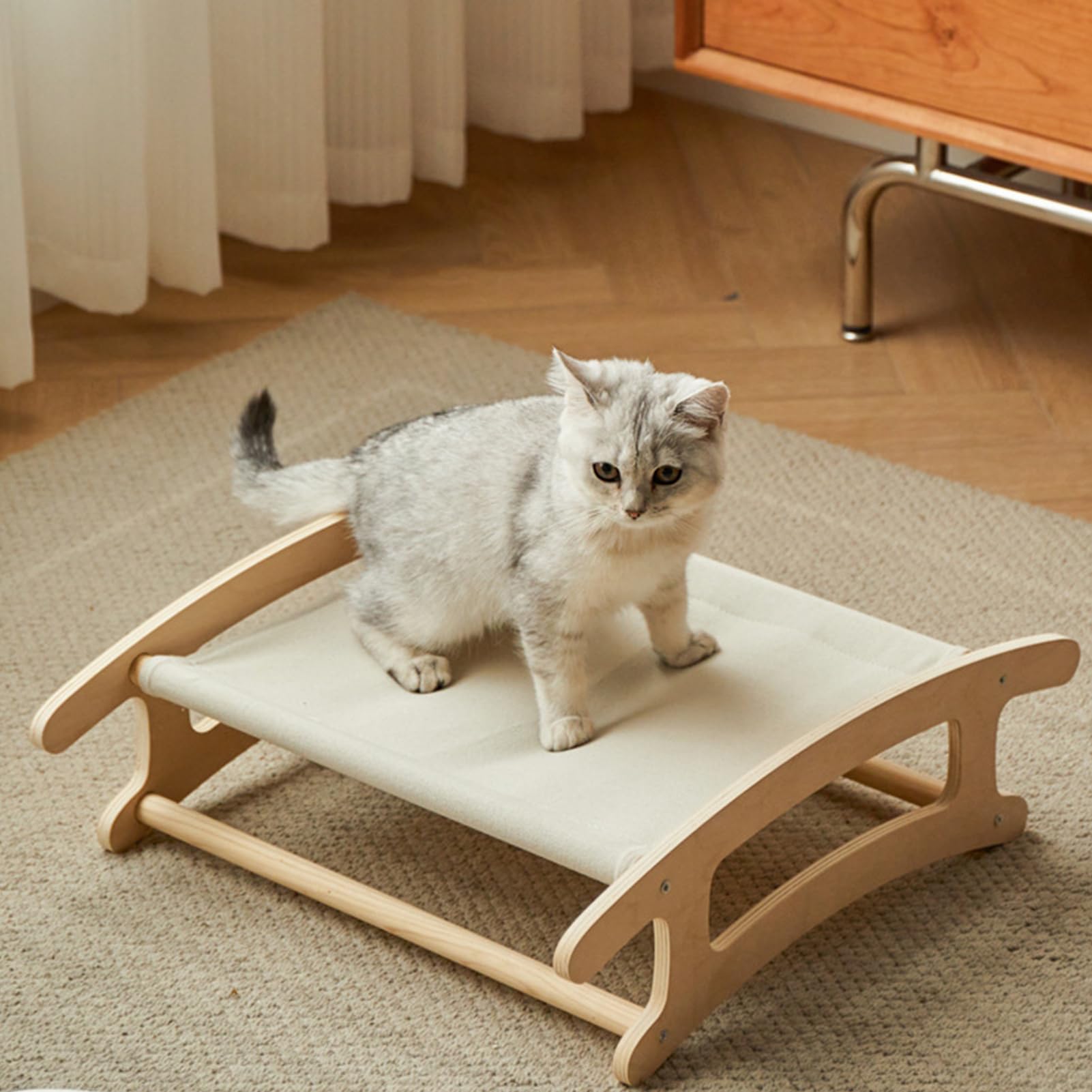 Cama Elevada para Mascotas | Asiento Tumbona Lavable y Moderno - para Mascotas De Madera Desmontable 50.5 X 41.5 X 15.8 Cm | para Gatos Perros Cachorros Y Hogar En Rincon