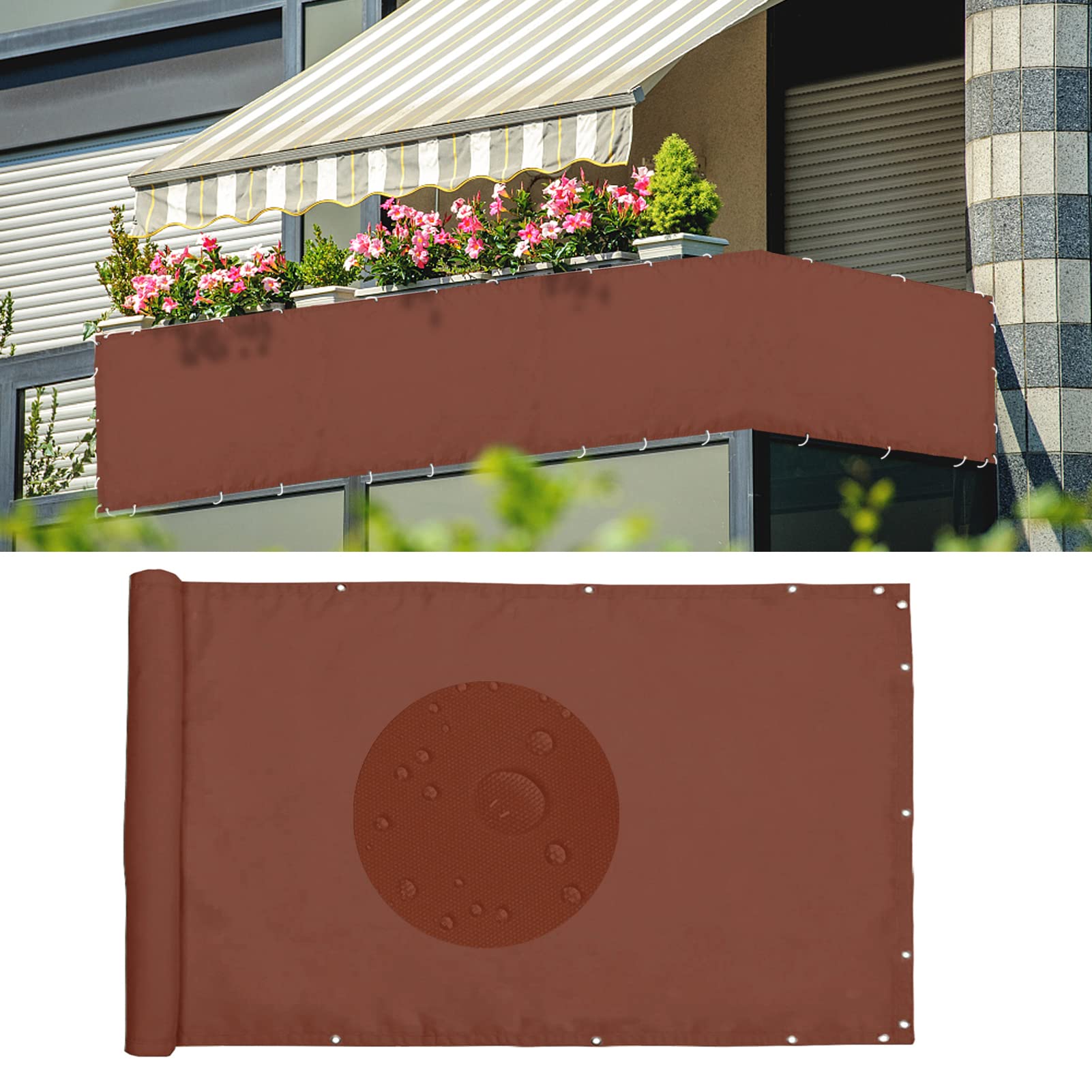 Paravento Frangivento Per Balcone Ommda - Impermeabile, Anti-UV, HDPE 185g/m², Verde Scuro 0.75x4m - Foto 8