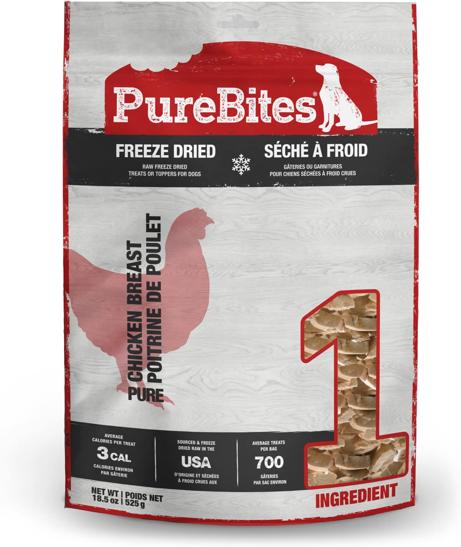 - PureBites Chicken Single Ingredient Freeze Dried Dog Treats, 18.5 oz