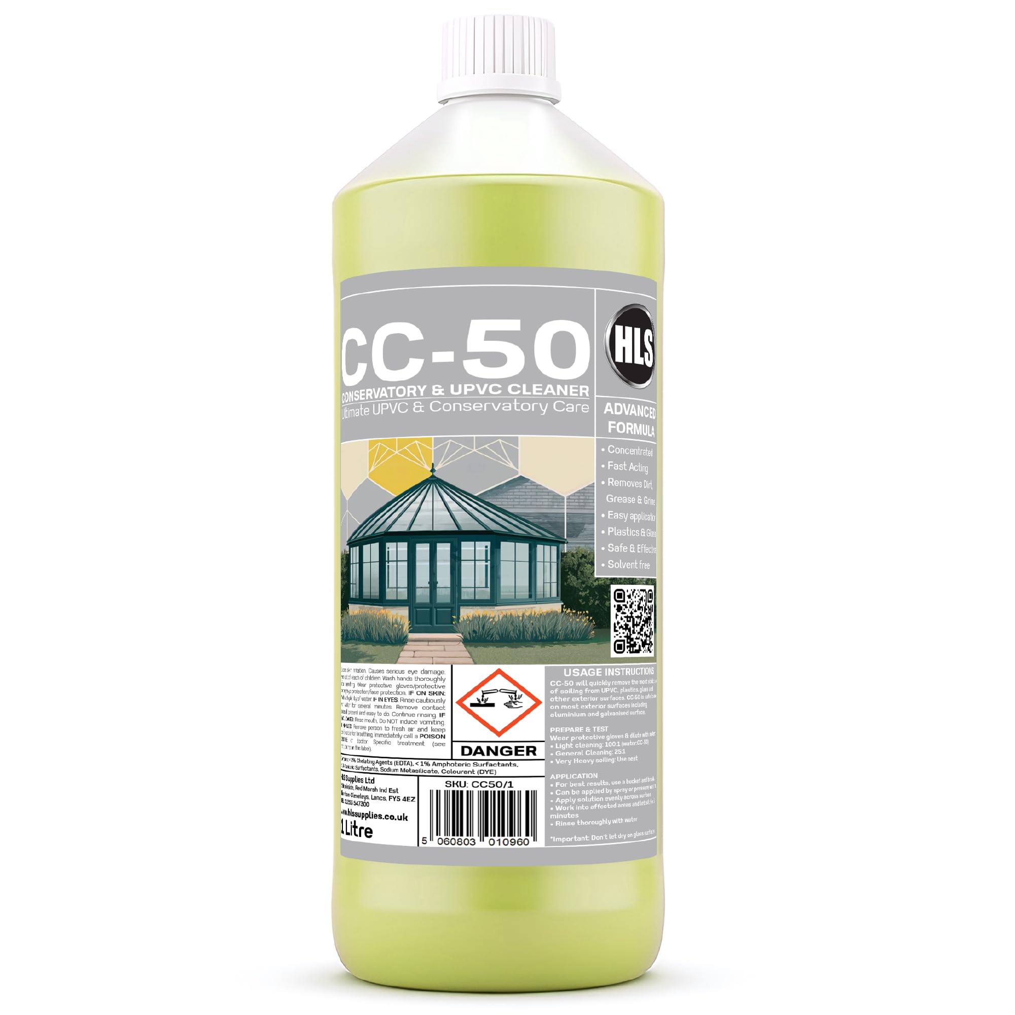 1L CC-50 Conservatory and UPVC Cleaner and Restorer - Conservatory Roof & Window Frame Wash