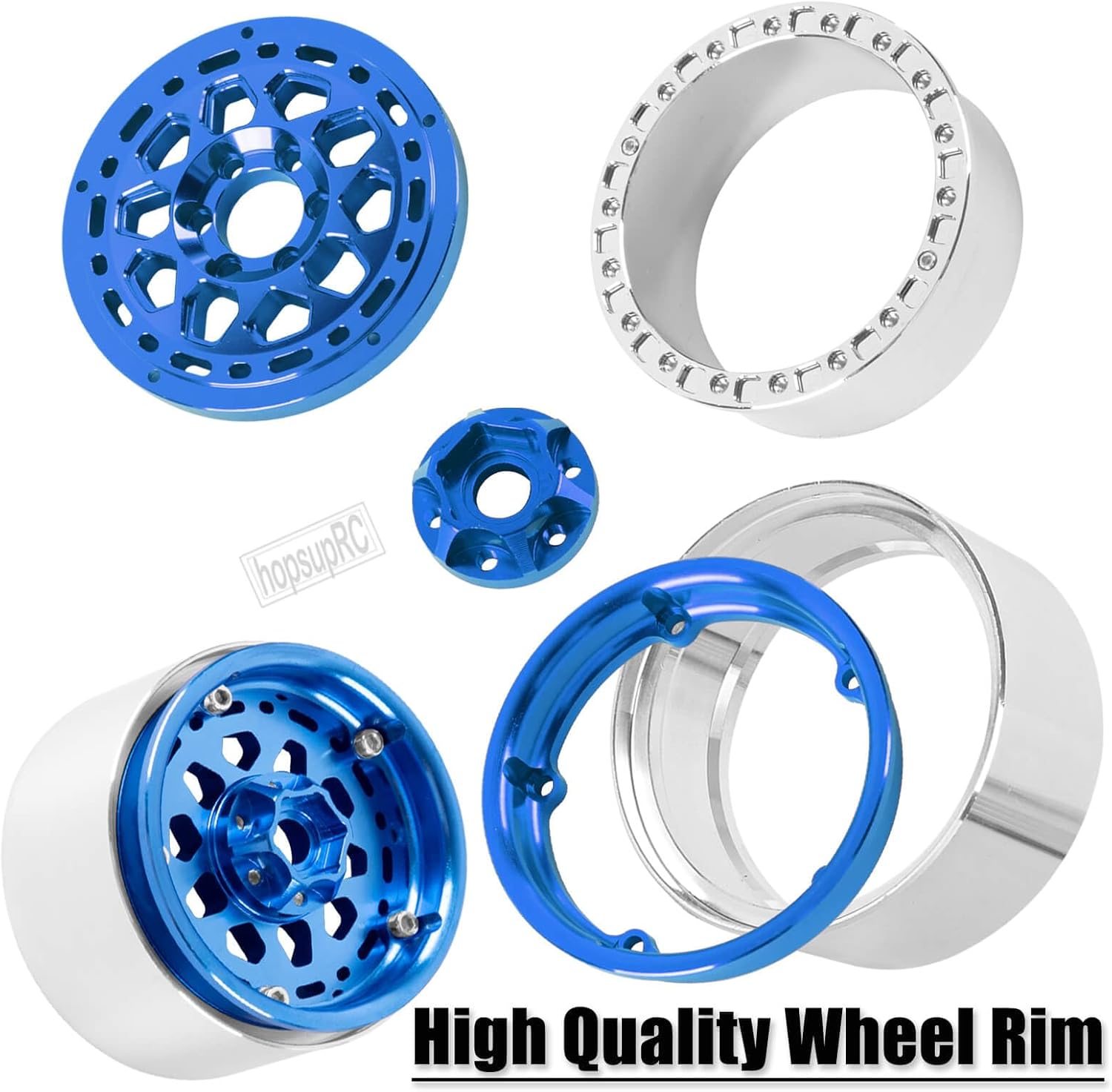 RC Aluminum 2.2IN Wheels Rim Beadlock Wheels Tires for 1/10 SCX10 90046 AX103007 SCX10 II SCX10 III TRX4 TRX6 Gen7 8 D90 VS4-10 MST CFX.RC Wheel Hub Rim Beadlock Wheel Rims Heavy Duty.Blue