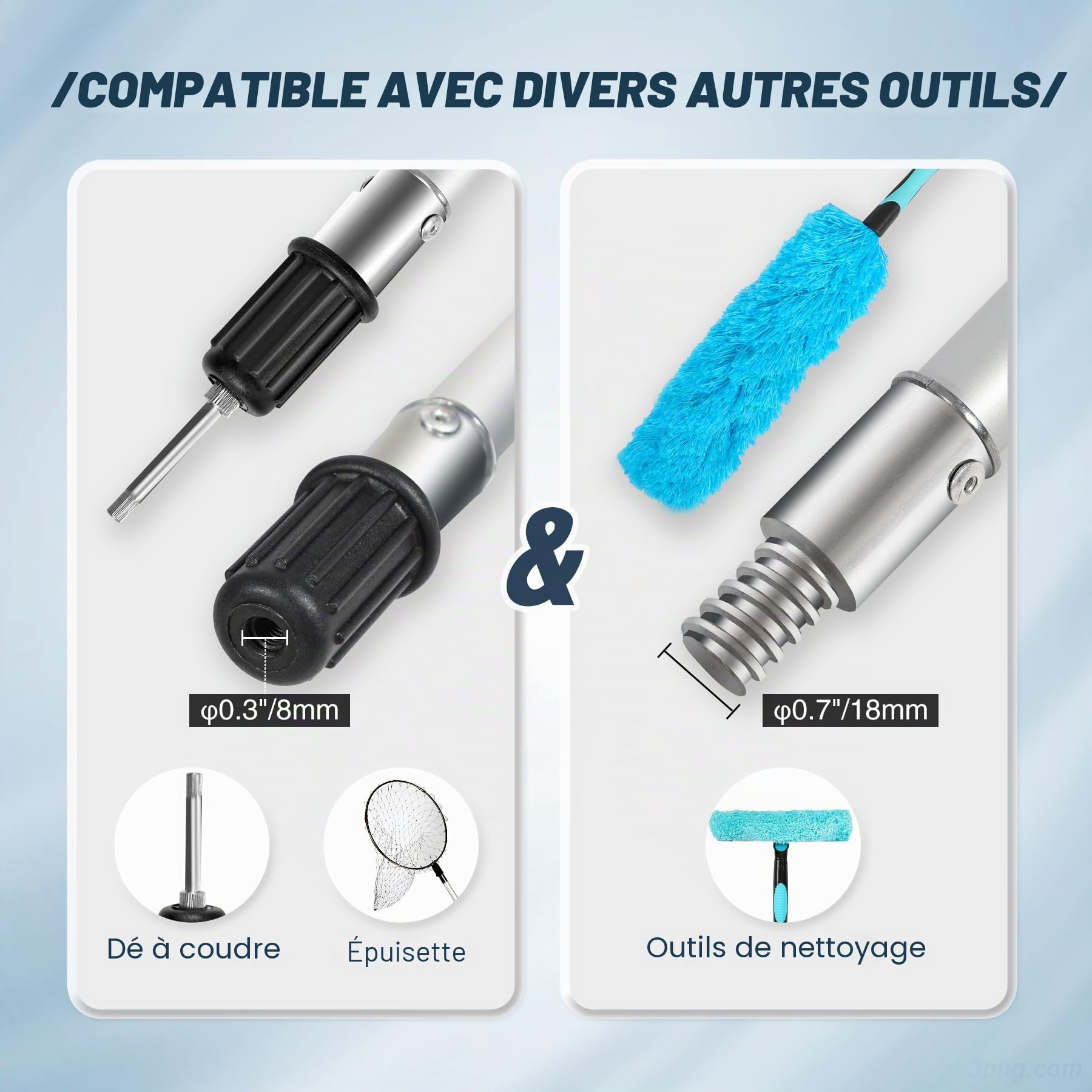 REDCAMP Lot de 2 mâts de Tente télescopiques, poteaux de Tente en Aluminium réglables Robustes, Barres de Camping d’Extension 230/320cm avec Capuchon de Protection pour Porche à auvent de bâche