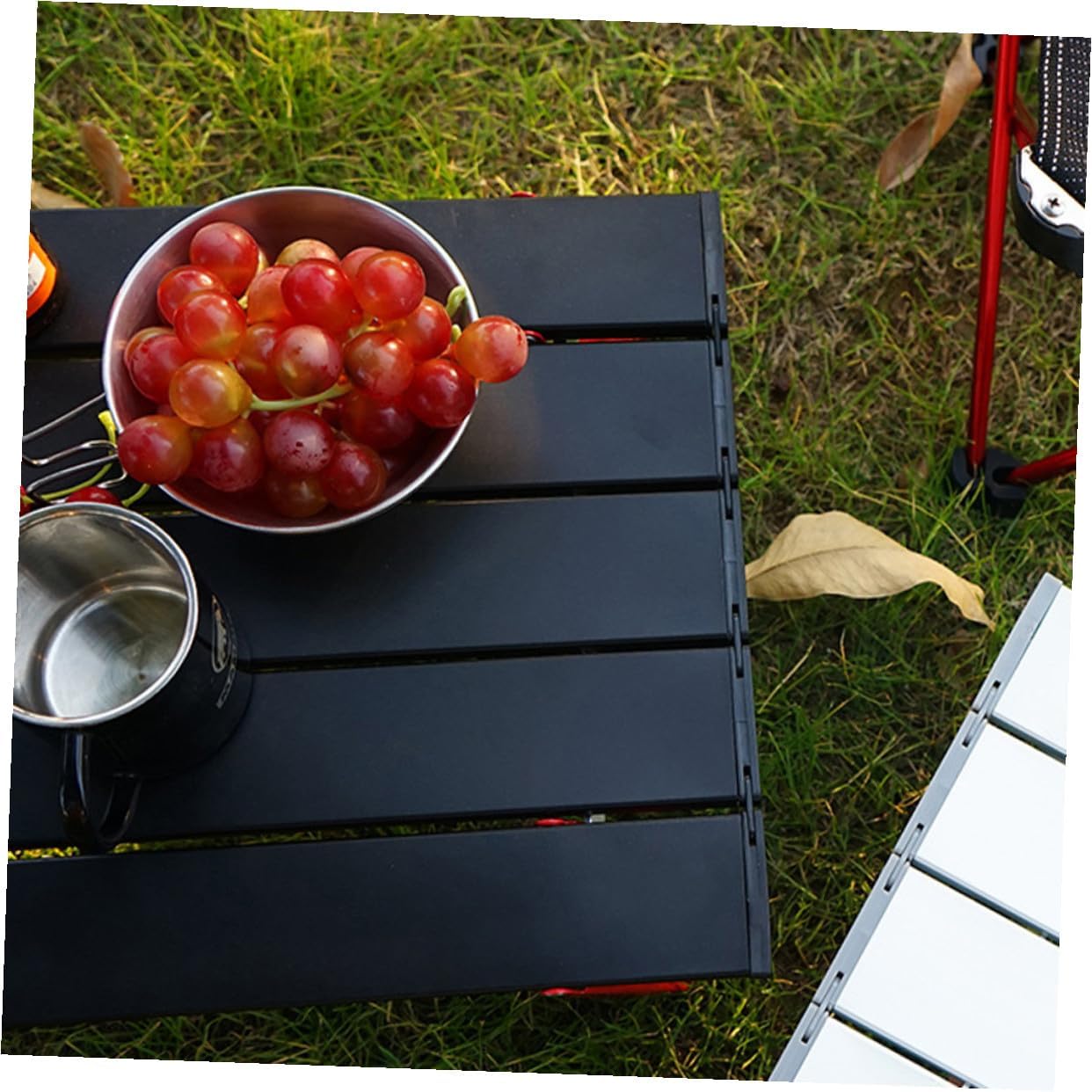 Foldable Camping Table Portable Aluminum Alloy Picnic Food Table for Hiking and Travel with Carrying Handle Red