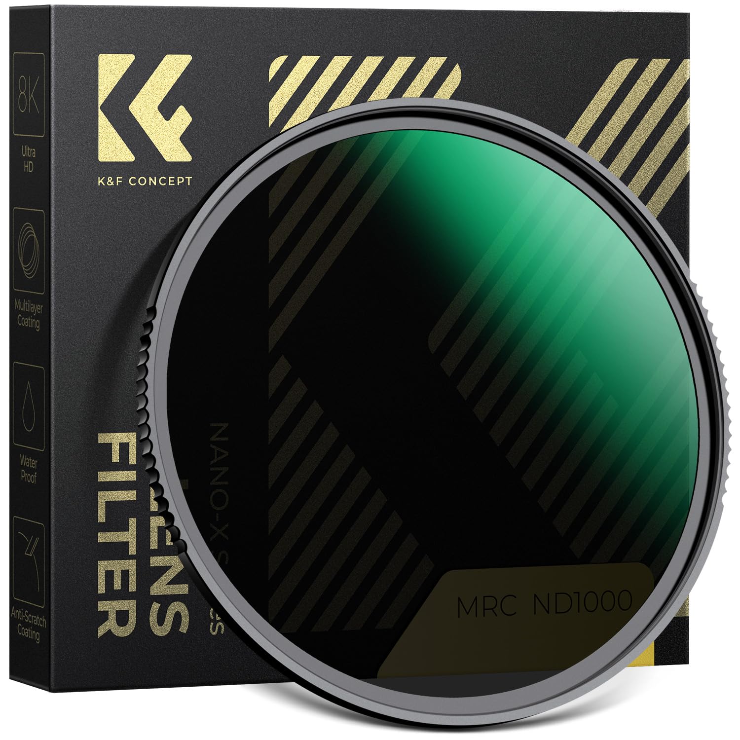 K&F Concept 55MM ND Filter ND1000 10 Stops, Neutral Density Lens Filter HD 18 Layer Neutral Grey ND Lens Filter with Multi-Resistant Nano Coating for Canon Nikon Lens
