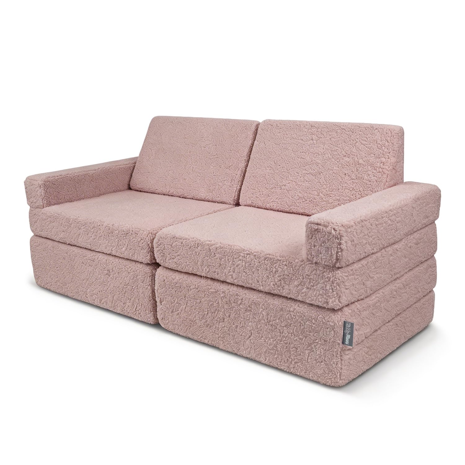 KiddyMoon Sofás Plegables para Niños Funda De Peluche Teddy Sillón Colchón Infantil Plegable, Rosa,Sofás
