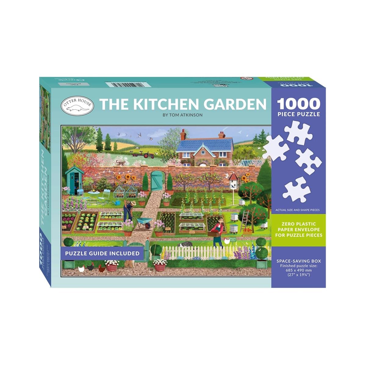 Otter House The Kitchen Garden 1000 Piece Jigsaw Puzzle Gift for Adults | Scenic Gardening Illustration by Tom Atkinson | Large Landscape Puzzle 685 x 490 mm with Puzzle Guide