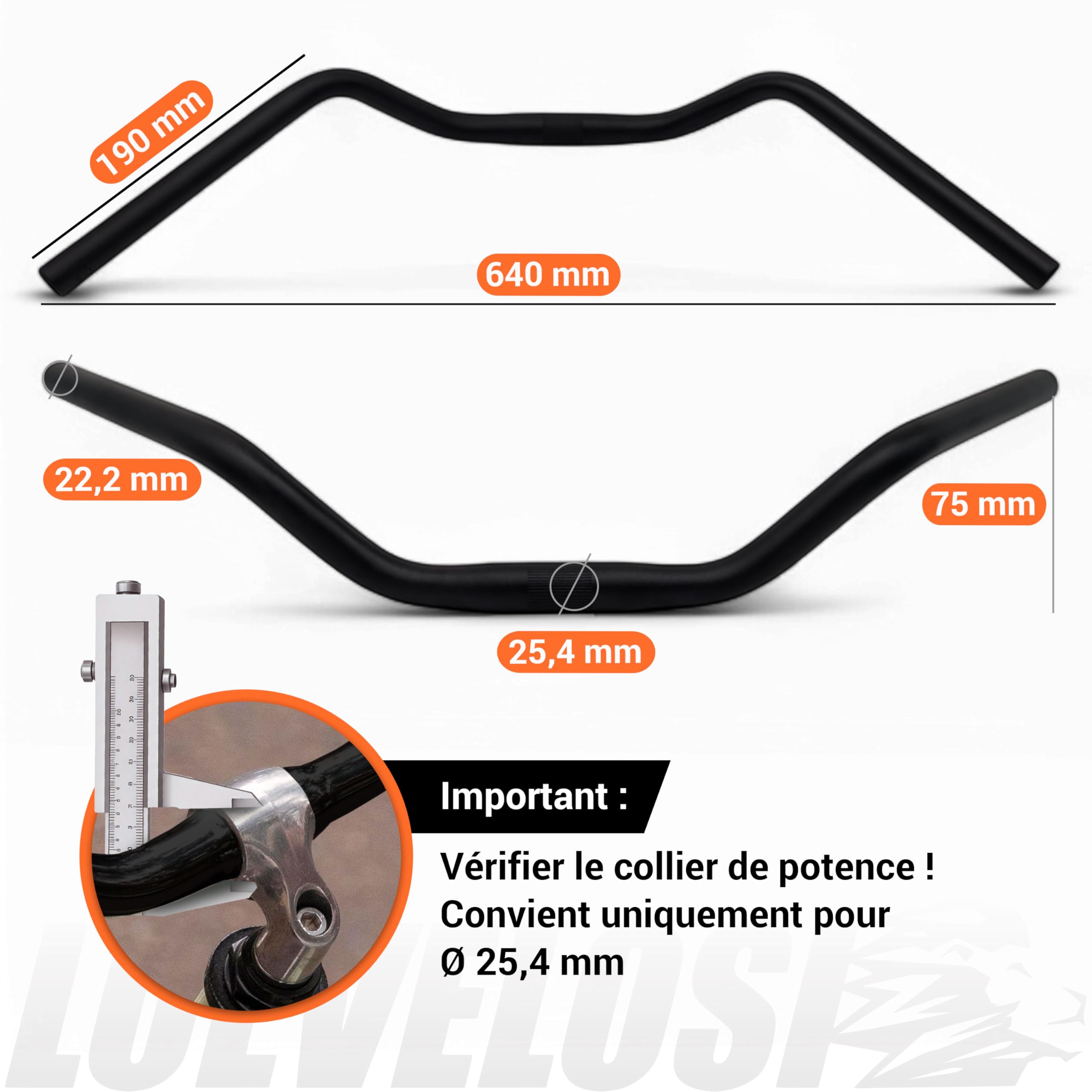 Cintre Vélo Ancien Type Guidon Ville/cruiser, Aluminium, Largeur 600-700mm, Diamètre 25,4mm