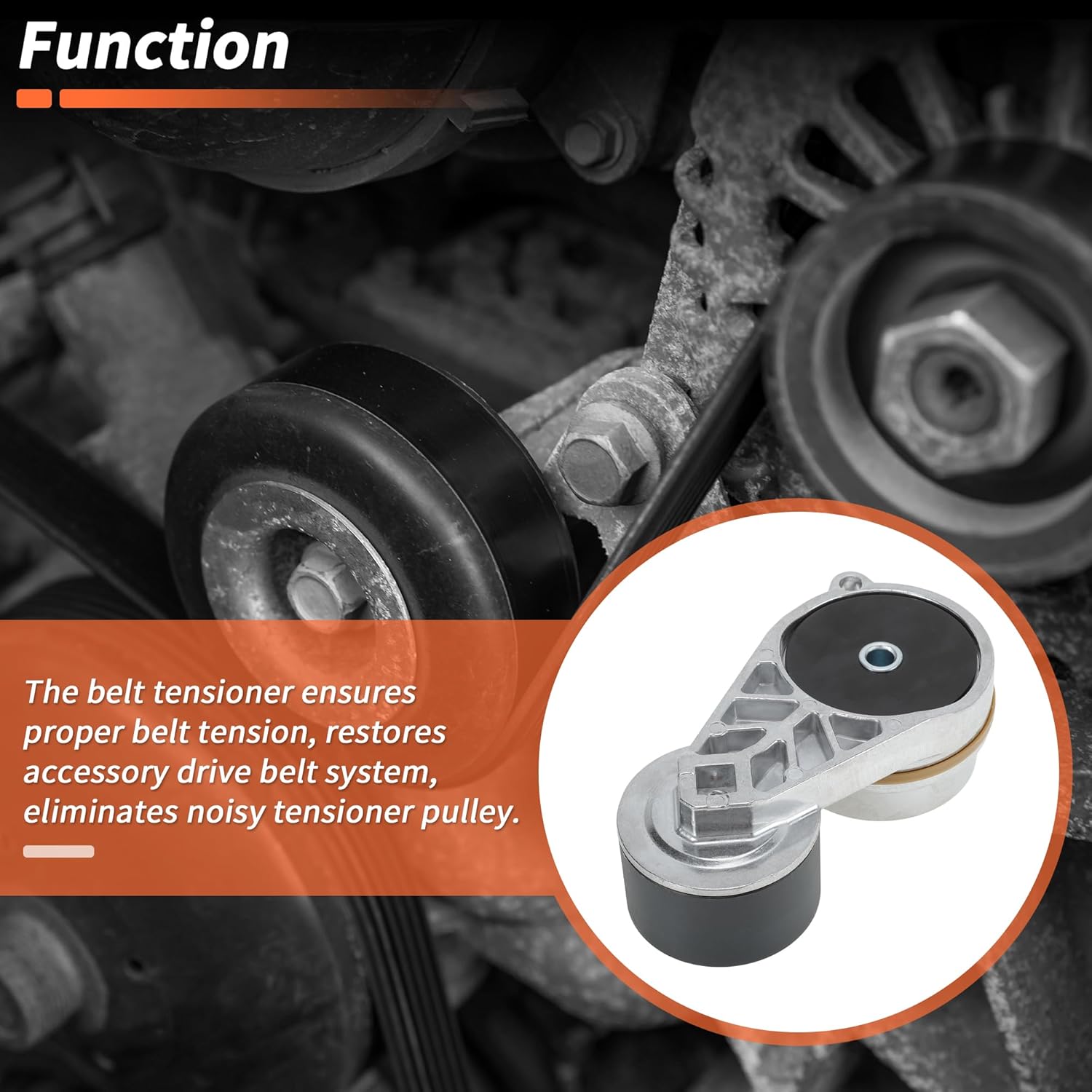 No.21819687 Belt Tensioner for Volvo D13 2017-2021 Drive Belt Tensioner with Pulley Assembly Replaces No.24201573/20739751