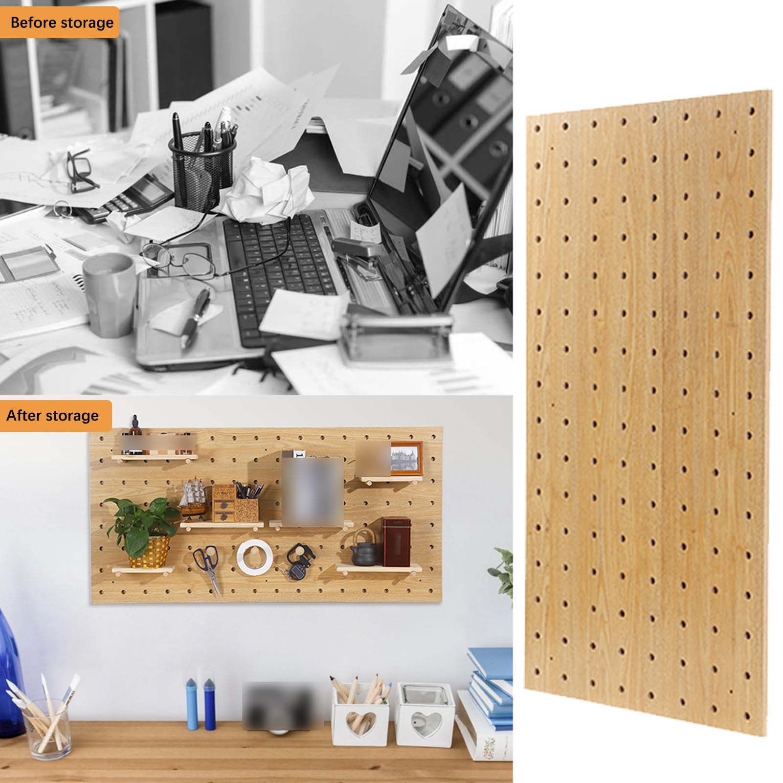 Pannelli forati, Pannelli forati in Legno per pareti, Organizer da Parete per riporre Gli Utensili con Pannello Forato, Scaffali per Pannelli forati per Cucina, Garage, Stanza dei lavori Dom