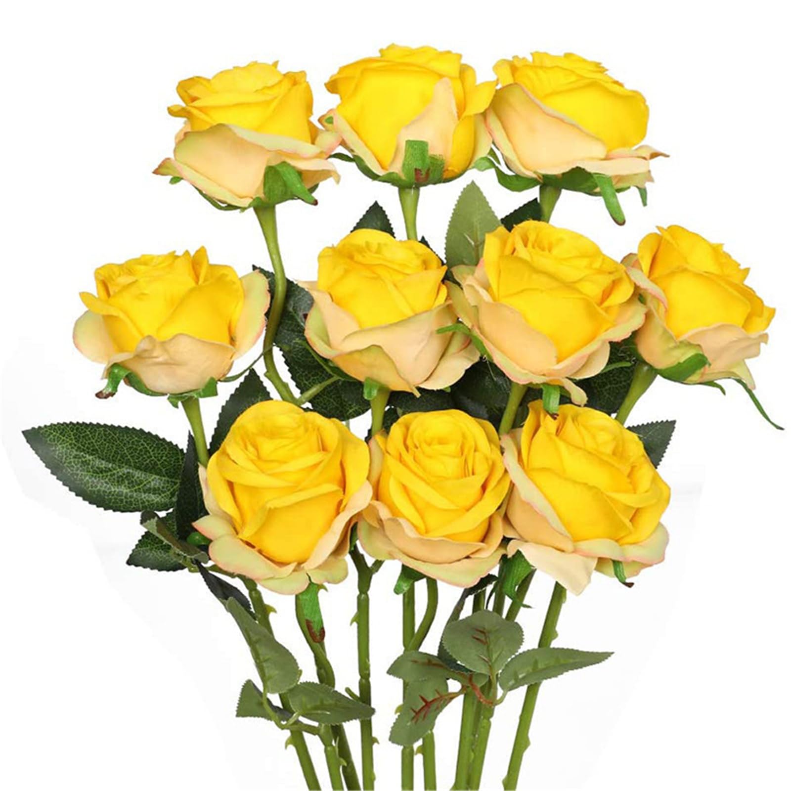 JSGHGDF Realistic Rose Flower 10Pieces Wedding Bouquet Silk Rose Home Flower Arrangement Ceremony Centerpiece Decors Realistic Silk for Wedding Decors