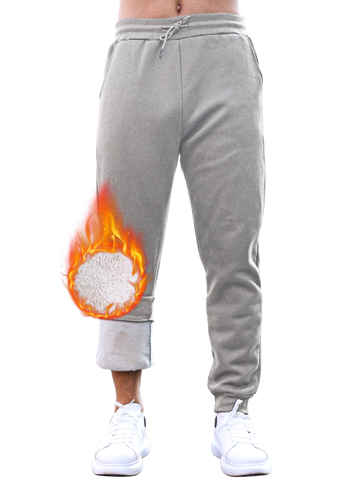 Tolaler Jogginghose Herren Warm, Gepolsterte Warme und Bequeme Jogginghose Freizeithose Herren Verstellbare Kuschelhose Herren mit Kordelzug und Taschen