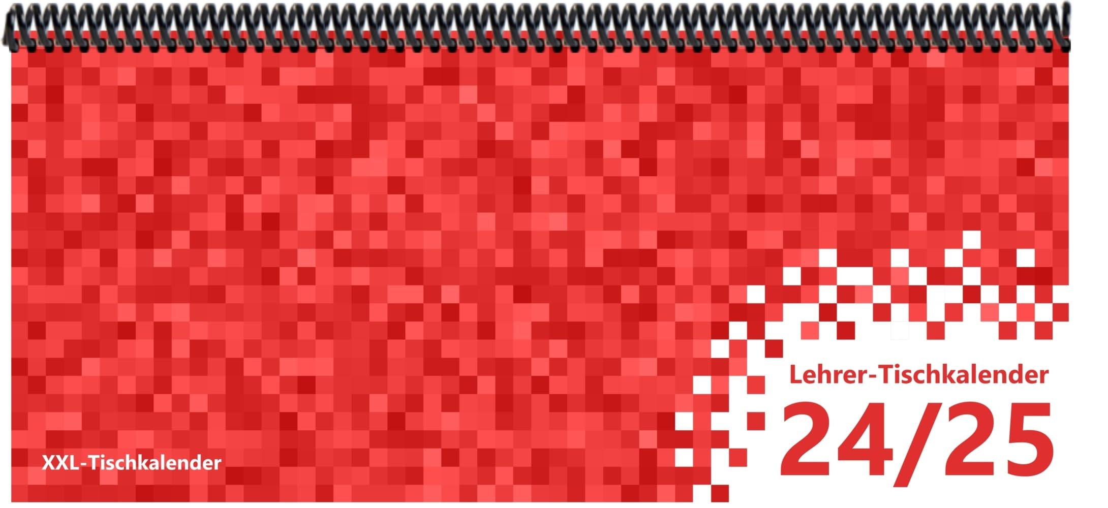 Lehrer - Tischkalender 2024/25: XXL-Tischkalender, Bunt-Kalender Pixel rot 14,5 x 32,5 cm