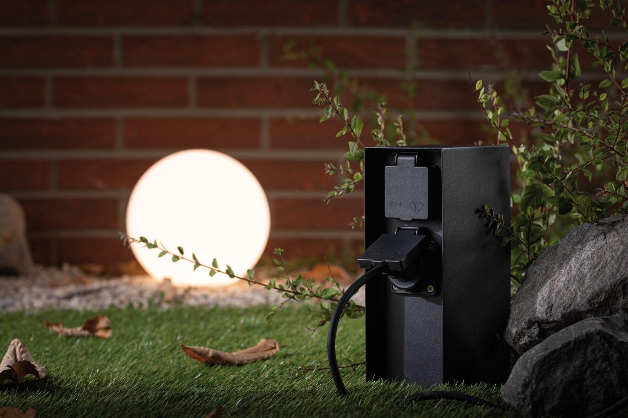 Paulmann 94313 Colonna con prese elettriche Outdoor RIO 4 prese max. 3650 Watt illuminazione per esterni antracite illuminazione da giardino acciaio inox comando
