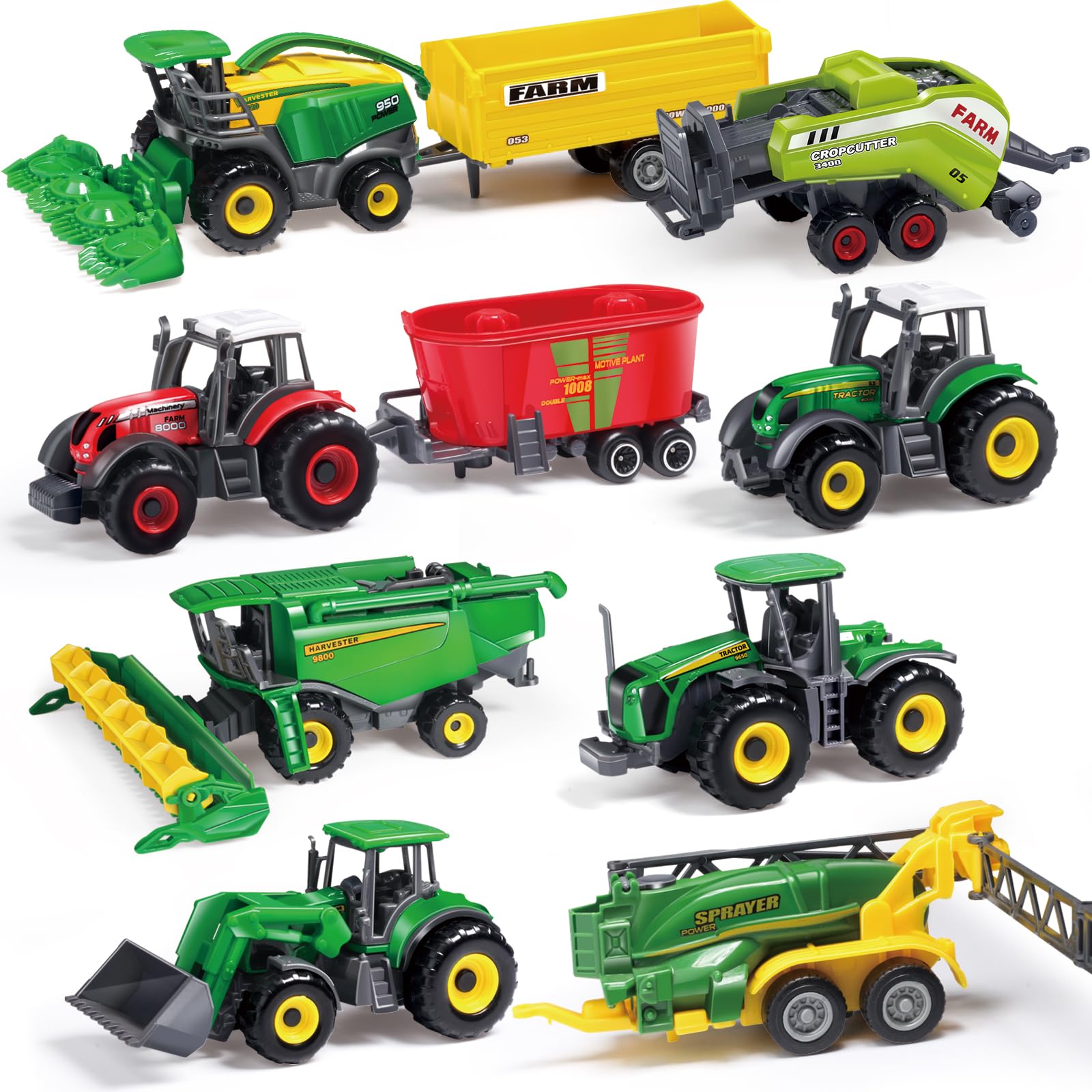 Oriate Farm Tractor Toy, Die-Cast, DIY Vehicles, Truck Machines Playset 38 Pieces with Farm Animal - Image 2