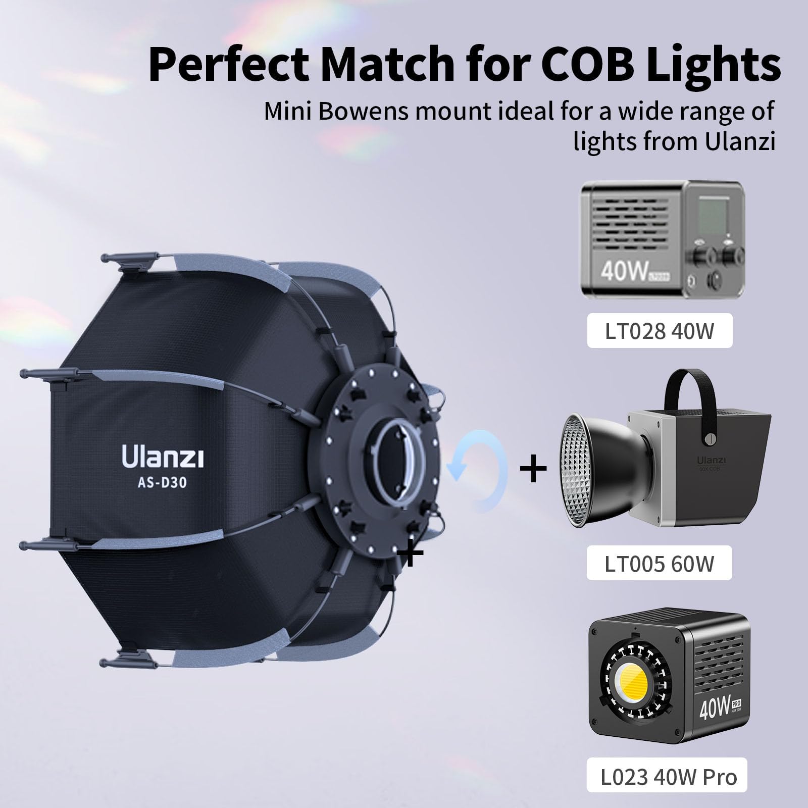 Ulanzi AS-D30 Softbox Octagonal de 30cm com Montagem Mini Bowens