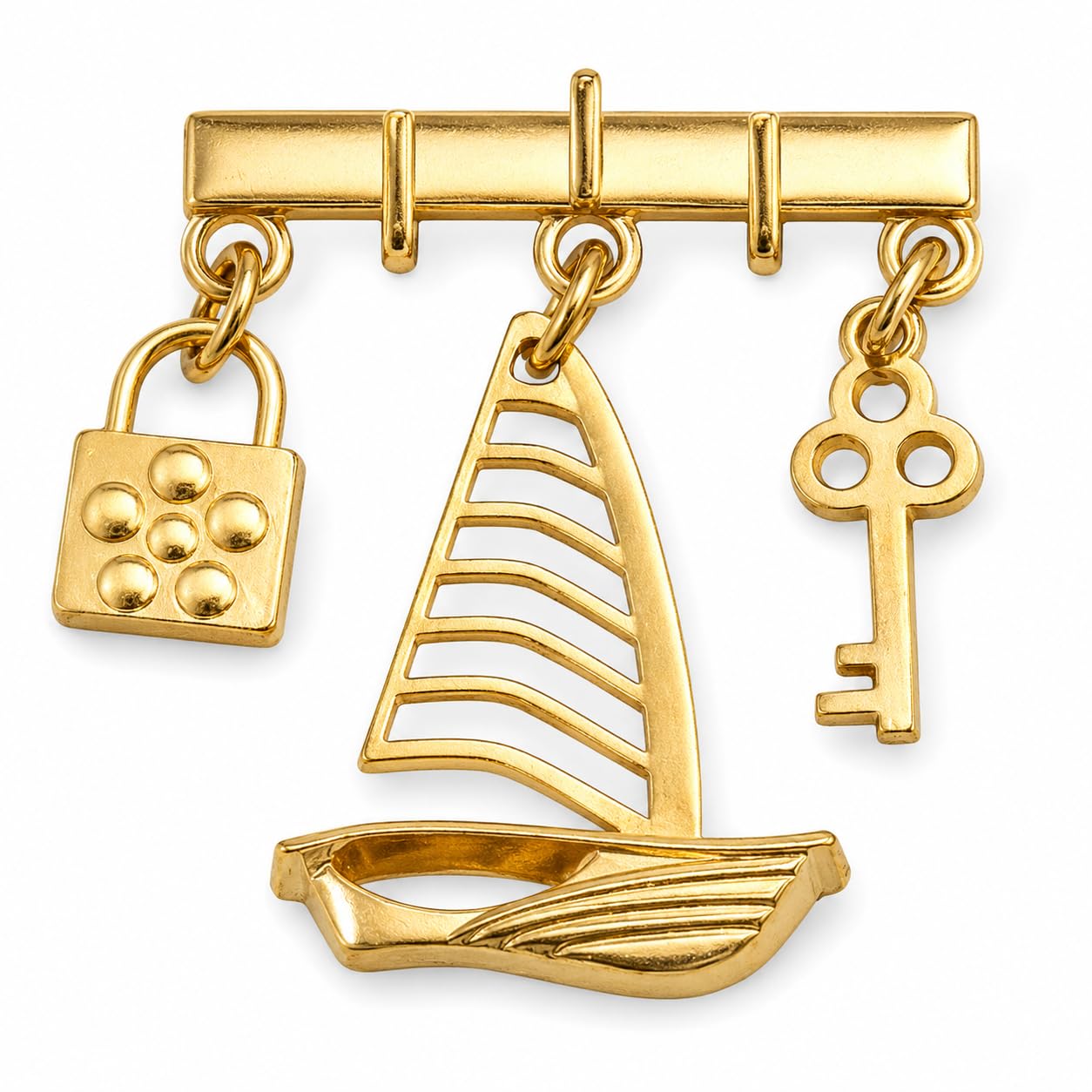 Ship Lock Key Pin Brooch Lapel Pin Gold Brass Brooch For Men And Boys-image-29